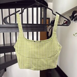 Zara Green and White Gingham Crop Tank Top
